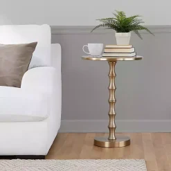 Kirklands Home Accent & End Tables|Metal Bamboo Accent Table Gold