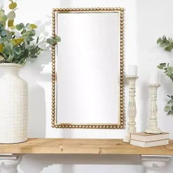 Kirklands Home Decorative Mirrors|Gold Metal Beaded Frame Wall Mirror