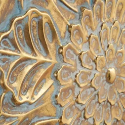 Kirklands Home Wall Plaques|Metal Floral Embossed Wall Sculpture Gold