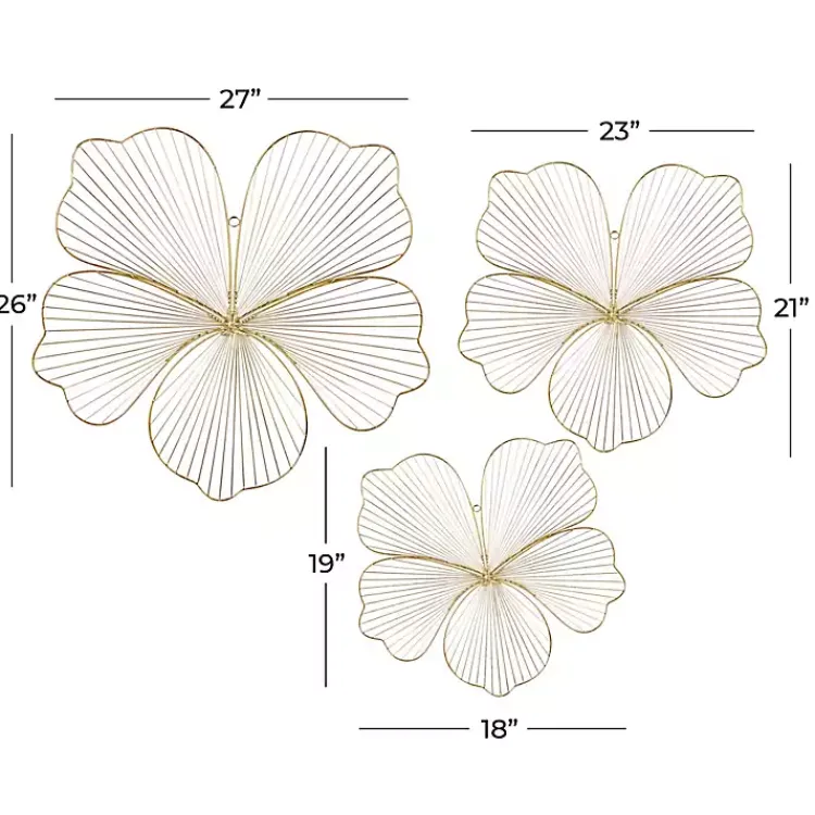 Kirklands Home Wall Plaques|Metal Frame Floral Wall Plaques, Set of 3 Gold