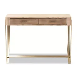 Kirklands Home Entryway Furniture|Gold Metal Frame Two-Drawer Console Table