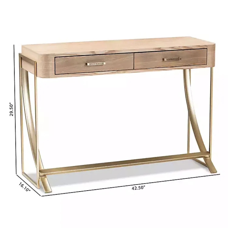 Kirklands Home Entryway Furniture|Gold Metal Frame Two-Drawer Console Table