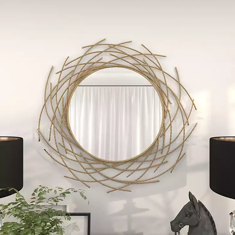 Kirklands Home Decorative Mirrors|Gold Metal Glam Layered Mirror