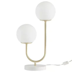 Kirklands Home Table Lamps|Gold Metal 2-Light Zusa Modern Table Lamp White