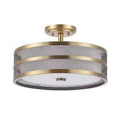 Kirklands Home Flush Mount Lighting|Metal Mesh Flush Mount Light Gold