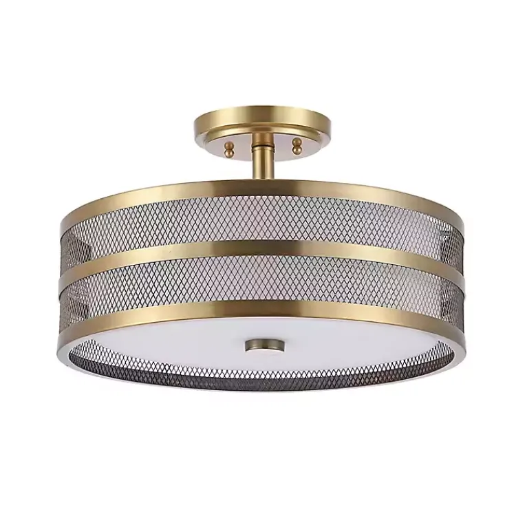 Kirklands Home Flush Mount Lighting|Metal Mesh Flush Mount Light Gold