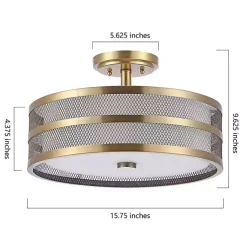 Kirklands Home Flush Mount Lighting|Metal Mesh Flush Mount Light Gold