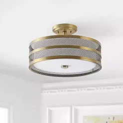 Kirklands Home Flush Mount Lighting|Metal Mesh Flush Mount Light Gold