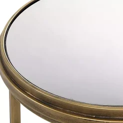 Kirklands Home Accent & End Tables|Metal Mirror Top 2-pc. Nesting Side Table Set Gold