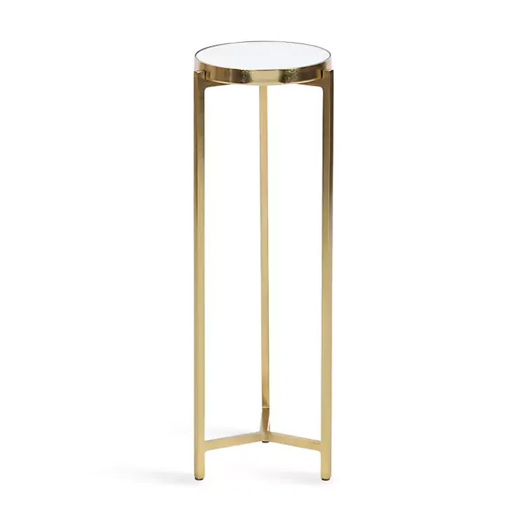 Kirklands Home Accent & End Tables|Metal Mirrored Tabletop Aguilar Drink Table Gold