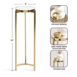 Kirklands Home Accent & End Tables|Metal Mirrored Tabletop Aguilar Drink Table Gold