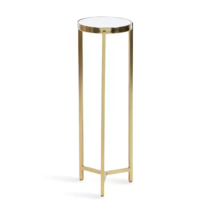 Kirklands Home Accent & End Tables|Metal Mirrored Tabletop Aguilar Drink Table Gold