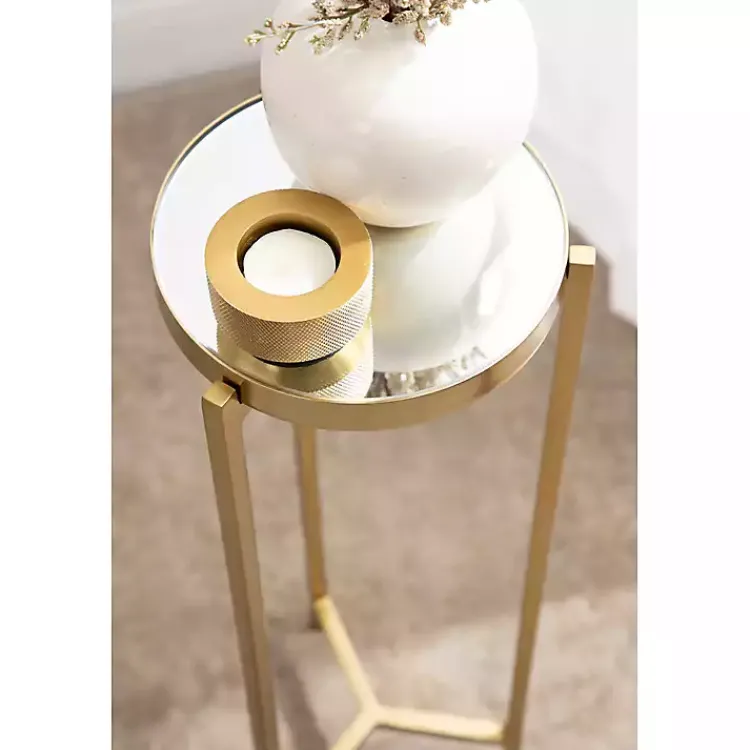 Kirklands Home Accent & End Tables|Metal Mirrored Tabletop Aguilar Drink Table Gold