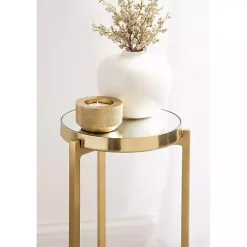 Kirklands Home Accent & End Tables|Metal Mirrored Tabletop Aguilar Drink Table Gold