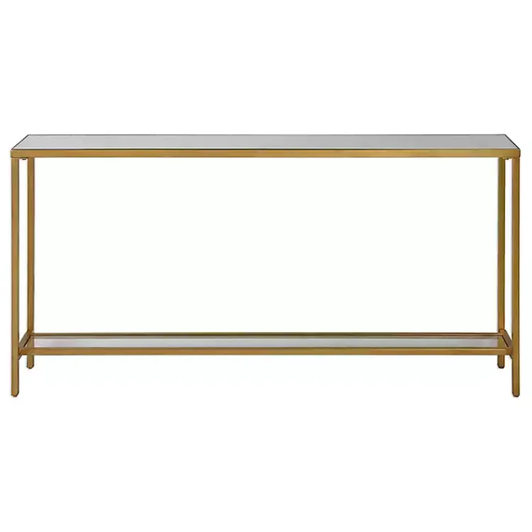 Kirklands Home Console Tables|Metal Mirrored Top Slim Console Table Gold