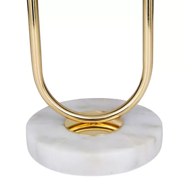 Kirklands Home Table Lamps|Metal Open Loop Stem White Round Table Lamp Gold