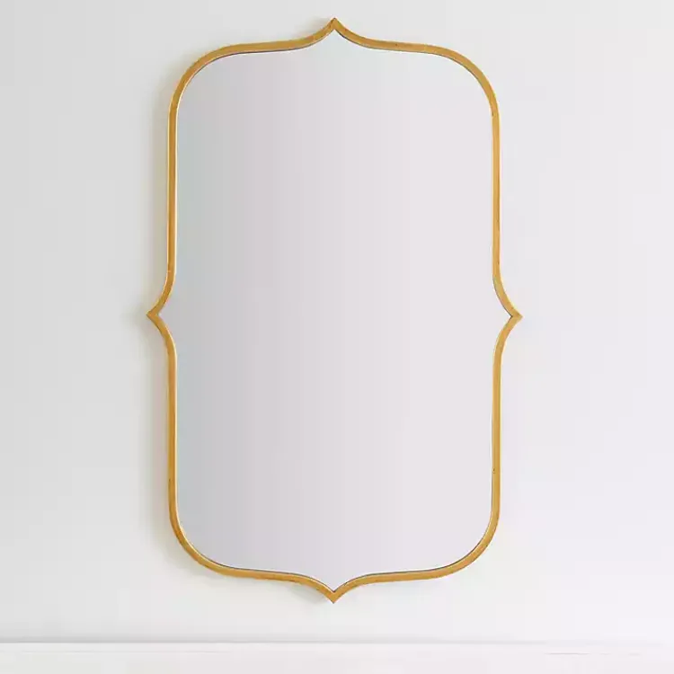 Kirklands Home Framed Mirrors|Gold Metal Scallop Linear Mirror