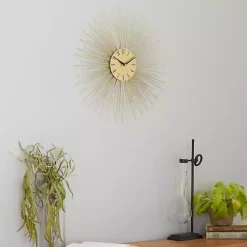 Kirklands Home Clocks|Gold Metal Sunburst Wall Clock