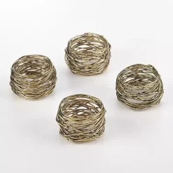Kirklands Home Table Linens|Metal Twine Napkin Rings, Set of 4 Gold