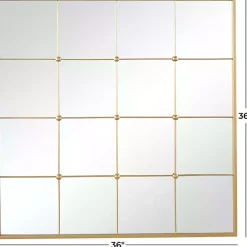 Kirklands Home Decorative Mirrors|Gold Metal Windowpane Wall Mirror