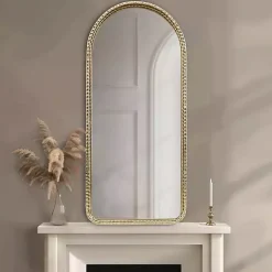 Kirklands Home Decorative Mirrors|Gold Mia Textured Arch Wall Mirror