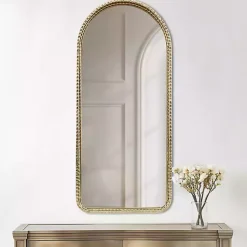 Kirklands Home Decorative Mirrors|Gold Mia Textured Arch Wall Mirror