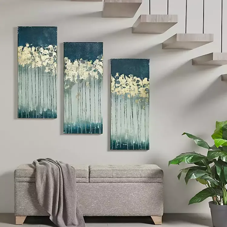 Kirklands Home Canvas Art|Gold Midnight Forest Canvas Art Prints, Set of 3