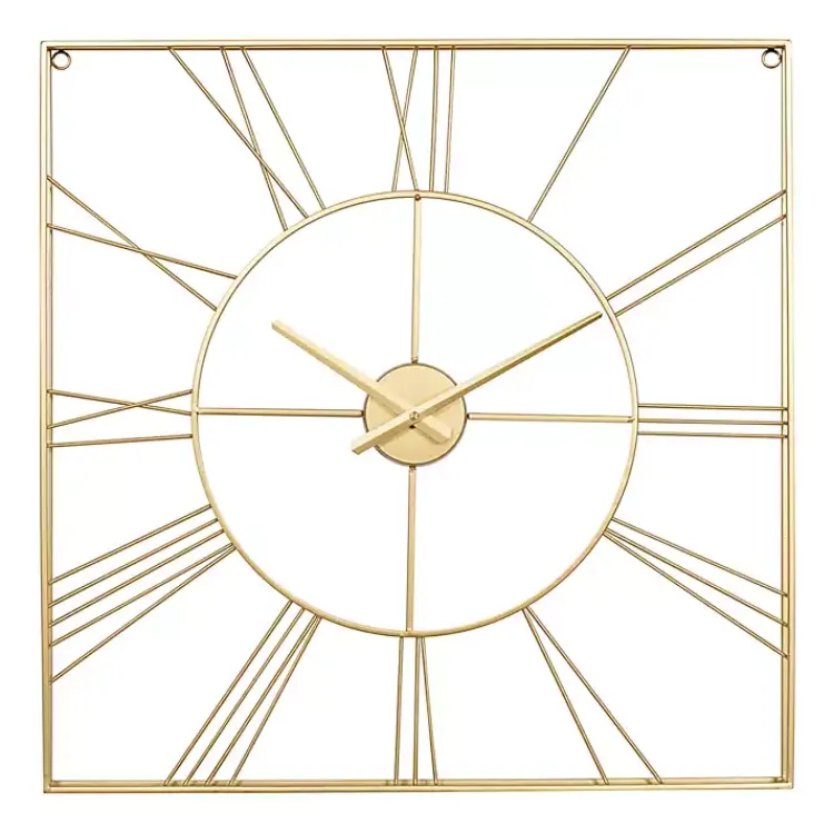 Kirklands Home Clocks|Minimal Square Open Face Clock Gold