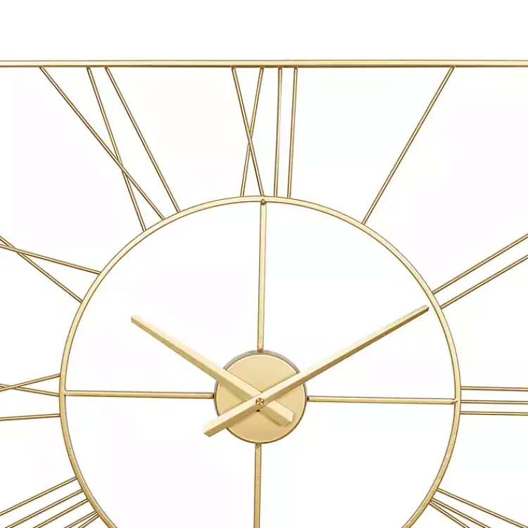 Kirklands Home Clocks|Minimal Square Open Face Clock Gold
