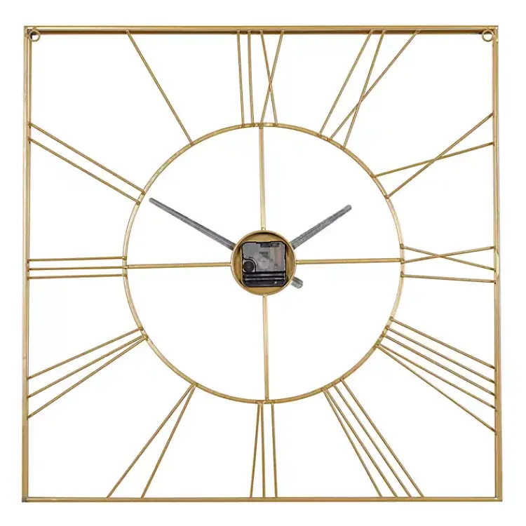 Kirklands Home Clocks|Minimal Square Open Face Clock Gold