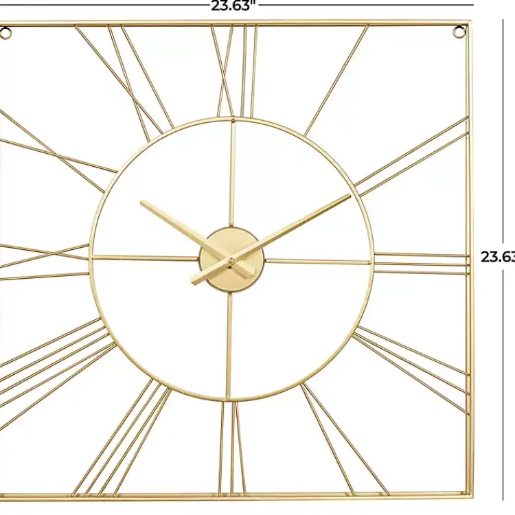 Kirklands Home Clocks|Minimal Square Open Face Clock Gold