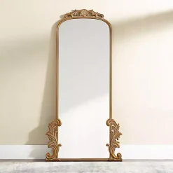 Kirklands Home Decorative Mirrors|Gold Ornate Scroll Bordeaux Leaner Mirror