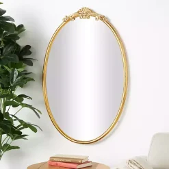 Kirklands Home Decorative Mirrors|Gold Oval Baroque Wall Mirror