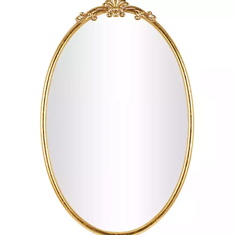 Kirklands Home Decorative Mirrors|Gold Oval Baroque Wall Mirror