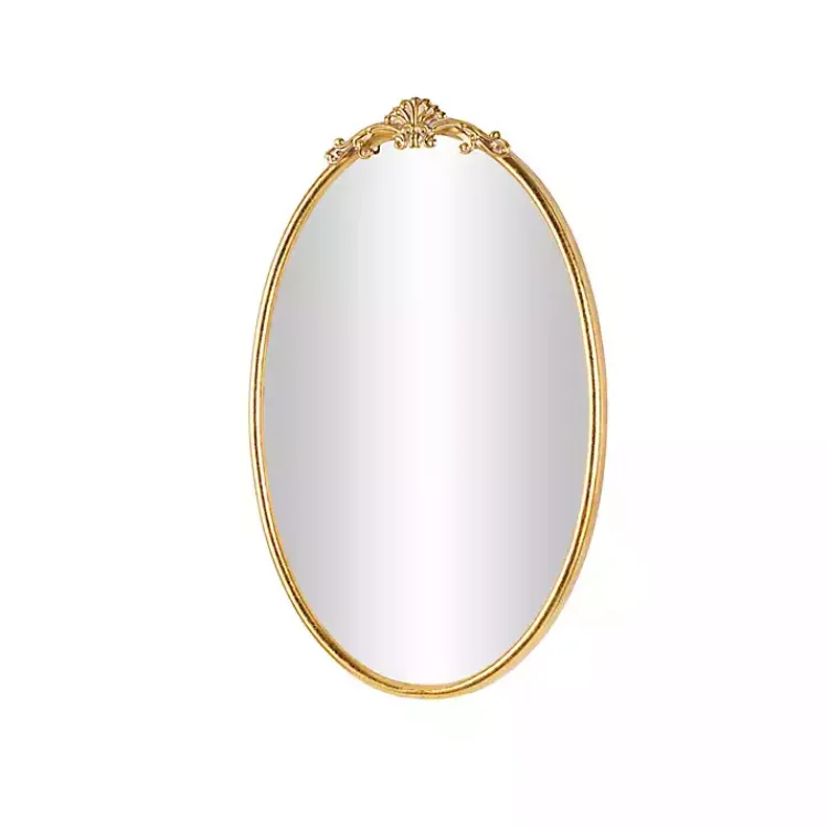 Kirklands Home Decorative Mirrors|Gold Oval Baroque Wall Mirror
