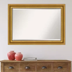 Kirklands Home Decorative Mirrors|Gold Patina Scalloped Frame Beveled Mirror