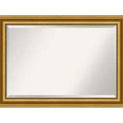 Kirklands Home Decorative Mirrors|Gold Patina Scalloped Frame Beveled Mirror