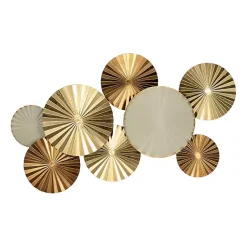 Kirklands Home Wall Plaques|Pleated Metal Discs Wall Plaque Gold