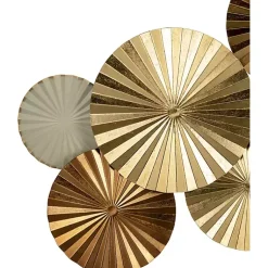 Kirklands Home Wall Plaques|Pleated Metal Discs Wall Plaque Gold