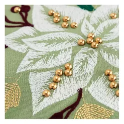 New Gold Poinsettia Christmas Throw Pillow Pillows