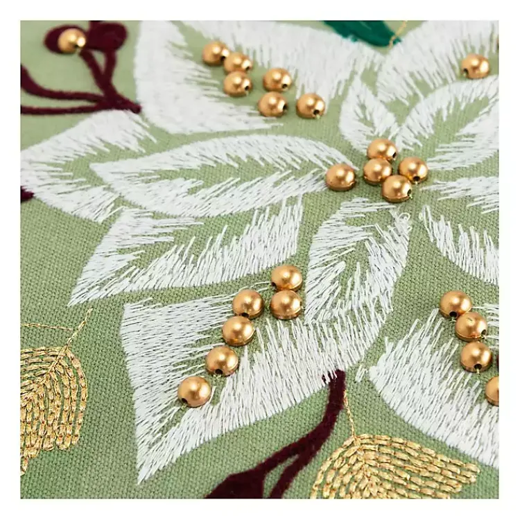 New Gold Poinsettia Christmas Throw Pillow Pillows