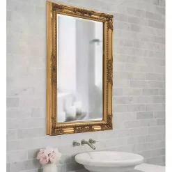Kirklands Home Decorative Mirrors|Queen Ann Rectangular Wall Mirror Gold