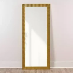 Kirklands Home Full Length & Floor Mirrors|Gold Ribbed Devin Profile Leaner Mirror