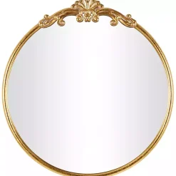 Kirklands Home Decorative Mirrors|Gold Round Baroque Wall Mirror