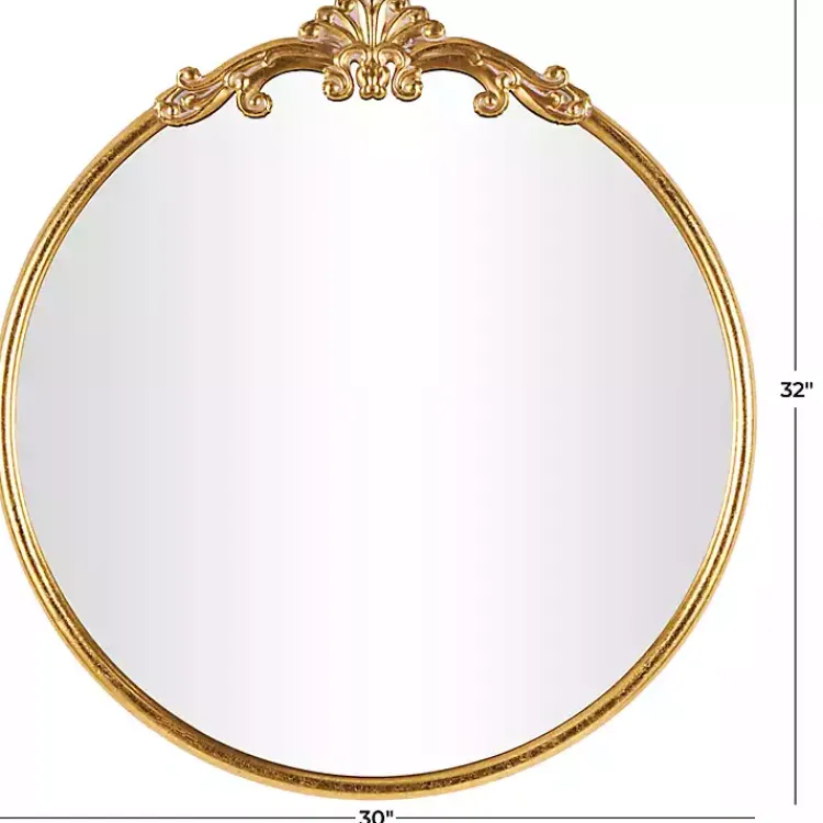Kirklands Home Decorative Mirrors|Gold Round Baroque Wall Mirror