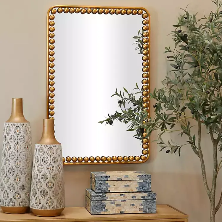 Kirklands Home Decorative Mirrors|Gold Rounded Rectangle Wall Mirror