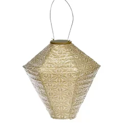 Kirklands Home Outdoor Lighting|Sashiko Diamond Hanging LED Outdoor Lantern Gold