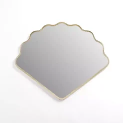 Kirklands Home Decorative Mirrors|Gold Scalloped Seashell Wall Mirror