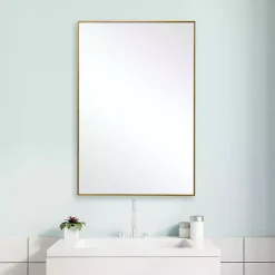 Kirklands Home Framed Mirrors|Simple Frame Rectangle Wall Mirror Gold