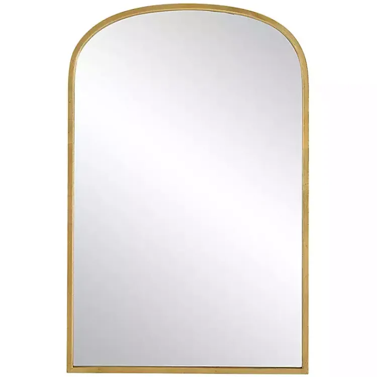Kirklands Home Framed Mirrors|Gold Simple Round Top Wall Mirror